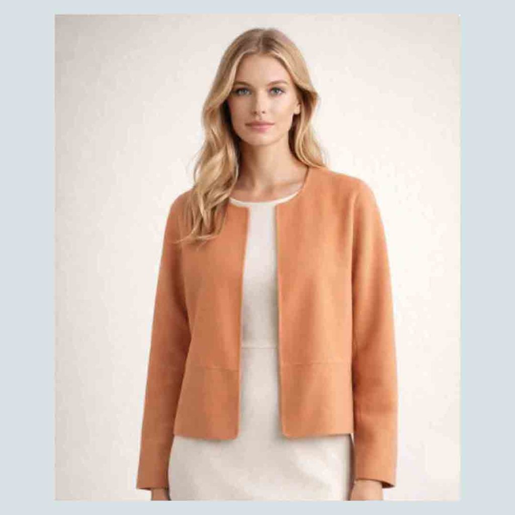 Eileen Fisher Orange Wool Cashmere Nylon Jacket Open Front Orange Size Xl